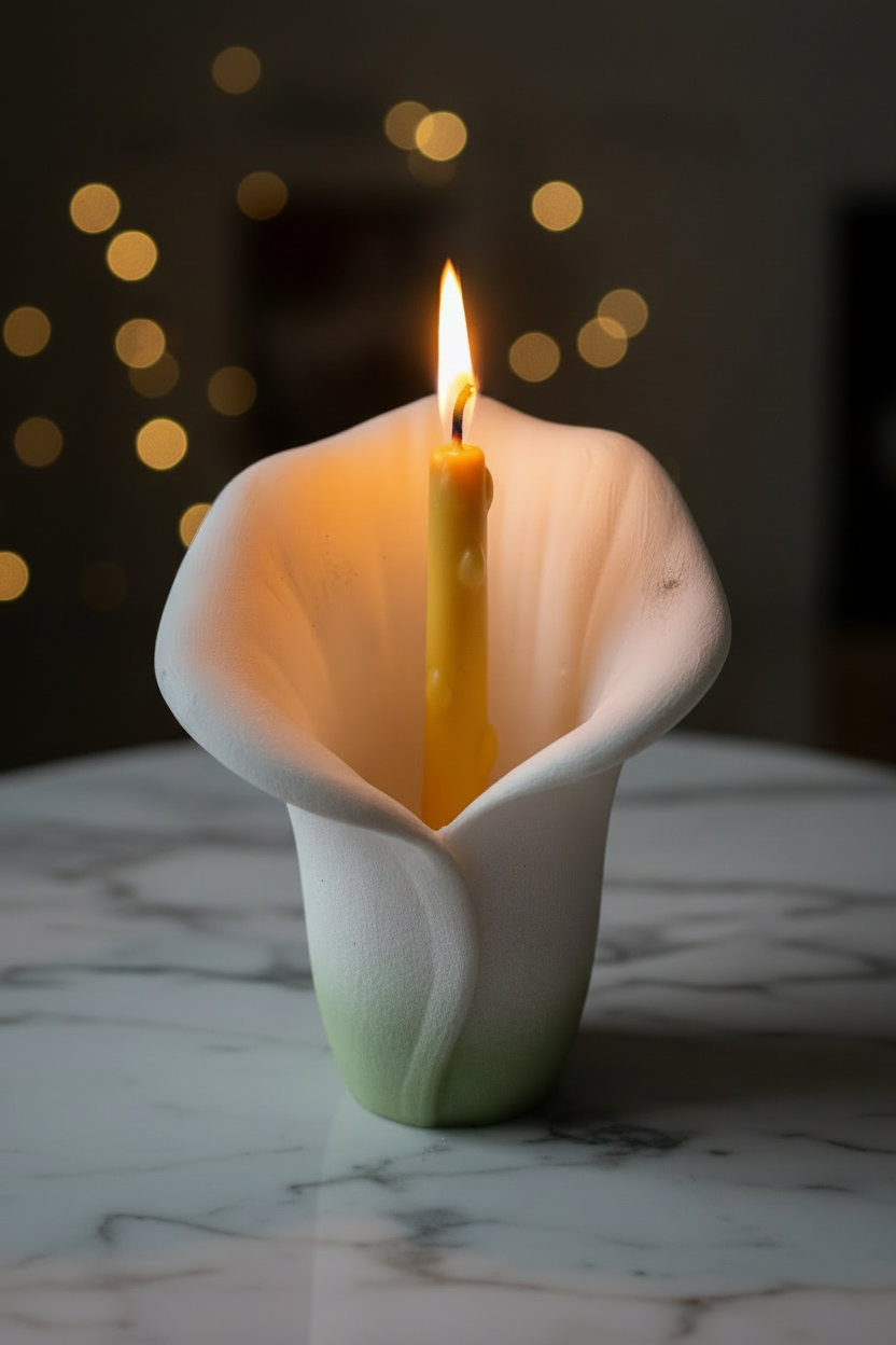Calla Lily Candle - Verde Base, Sin Mancha